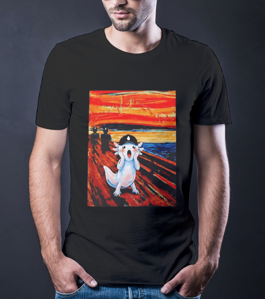 Axolotl Liquid The Scream Parody Painting Munch T-Shirt