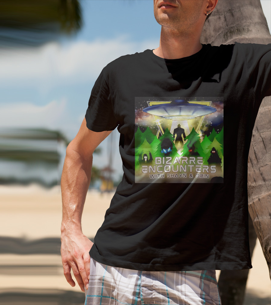 Bizarre Encounters UFO With Shayn And Orin Mysterious Forest Lights Alien Adventure T-Shirt
