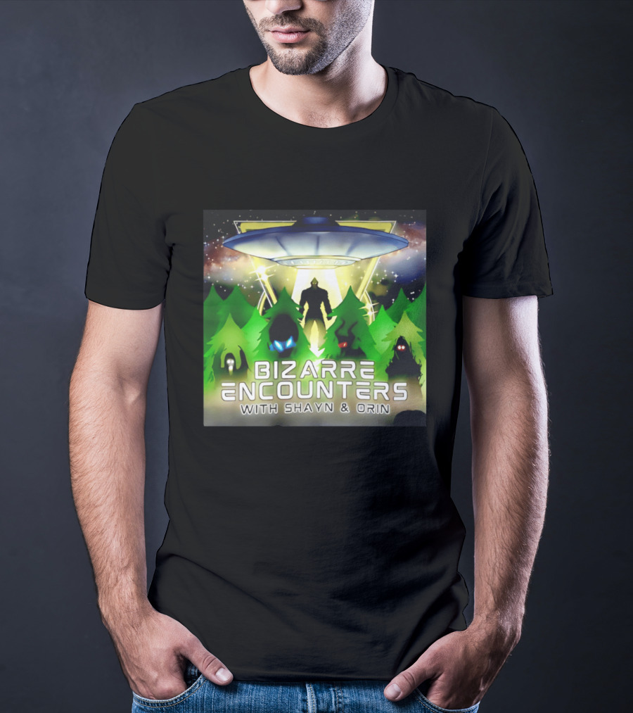 Bizarre Encounters UFO With Shayn And Orin Mysterious Forest Lights Alien Adventure T-Shirt