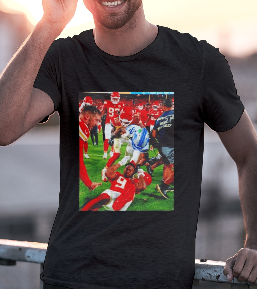 Brian Branch Collision JuJu Smith Schuster Lions Chiefs Football Action T-Shirt