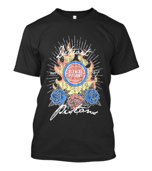 Detroit Pistons Fire Roses Basketball Est 1957 T-Shirt