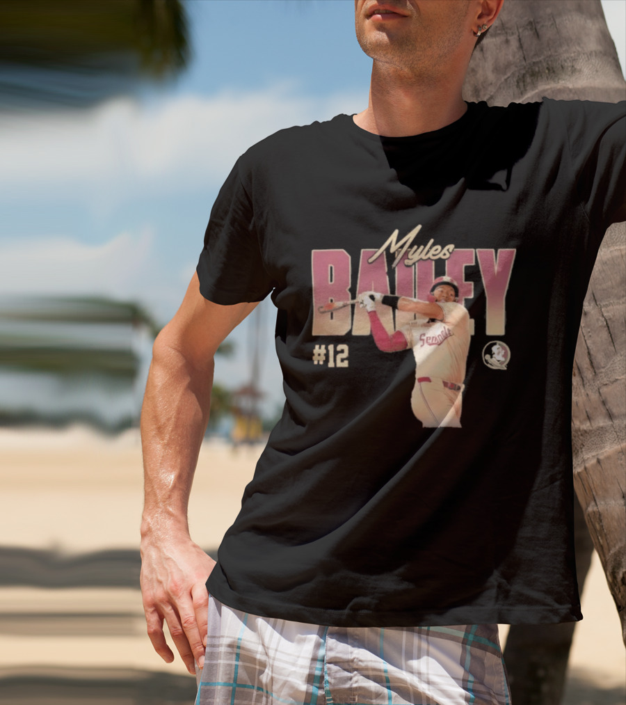 Myles Bailey FSU Seminoles NCAA Baseball #12 Player Collage T-Shirt