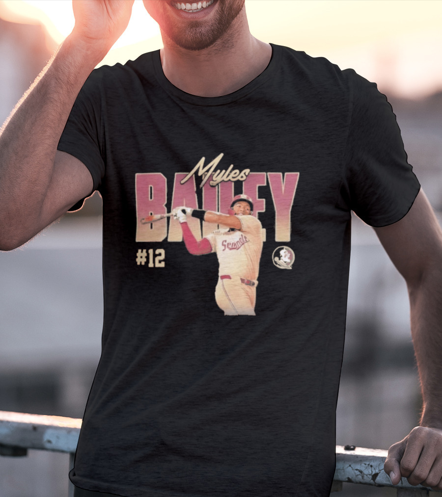 Myles Bailey FSU Seminoles NCAA Baseball #12 Player Collage T-Shirt