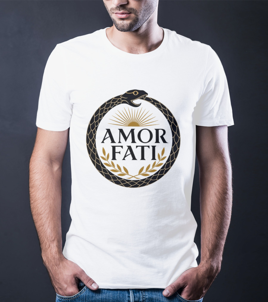 Amor Fati Ouroboros Snake Sun Rays Laurel Wreath T-Shirt
