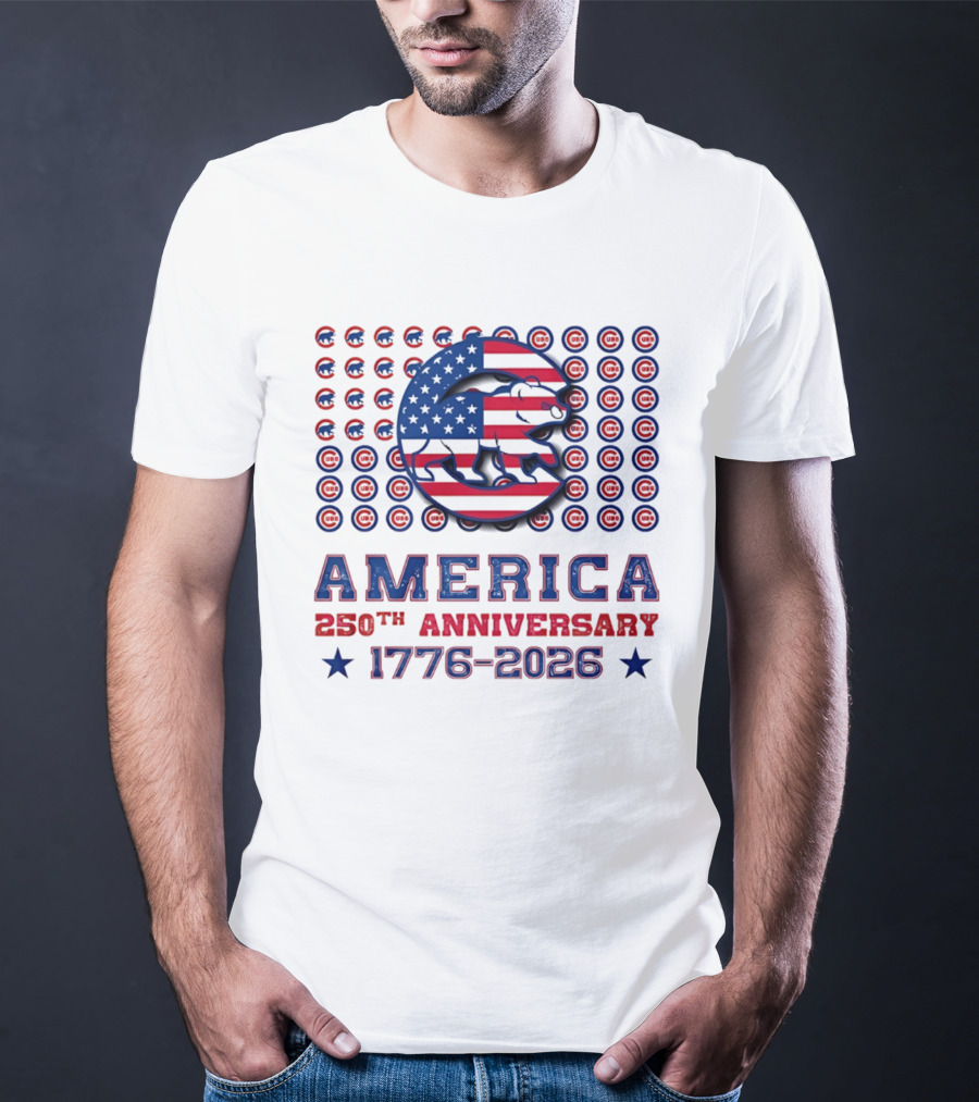 Chicago Cubs America 250th Anniversary 1776 2026 Stars And Stripes Bear T-Shirt