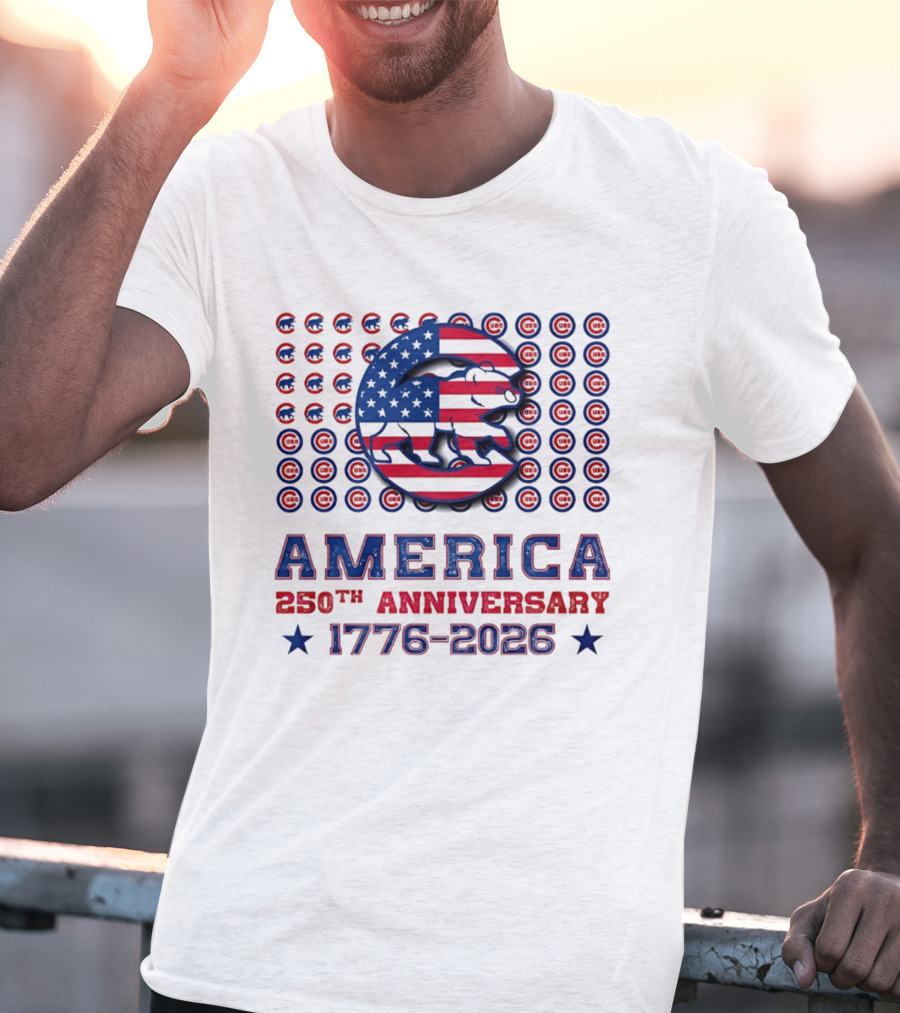 Chicago Cubs America 250th Anniversary 1776 2026 Stars And Stripes Bear T-Shirt