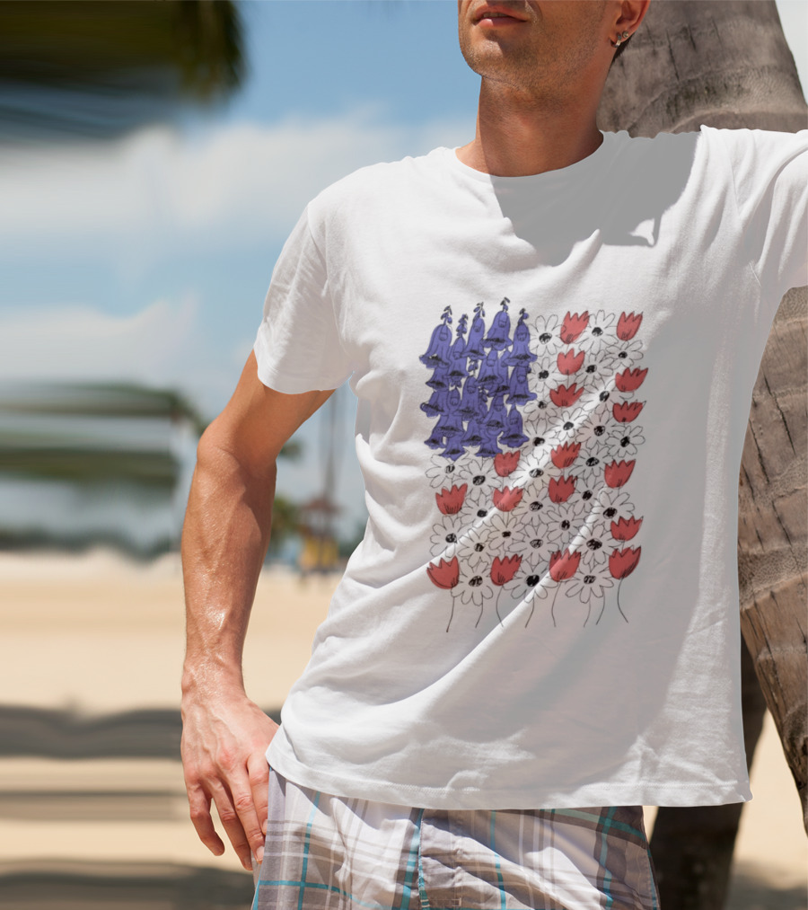 Fourth Of July Foxglove Daisy Tulip Subtle F Trump USA 250 Birthday T-Shirt
