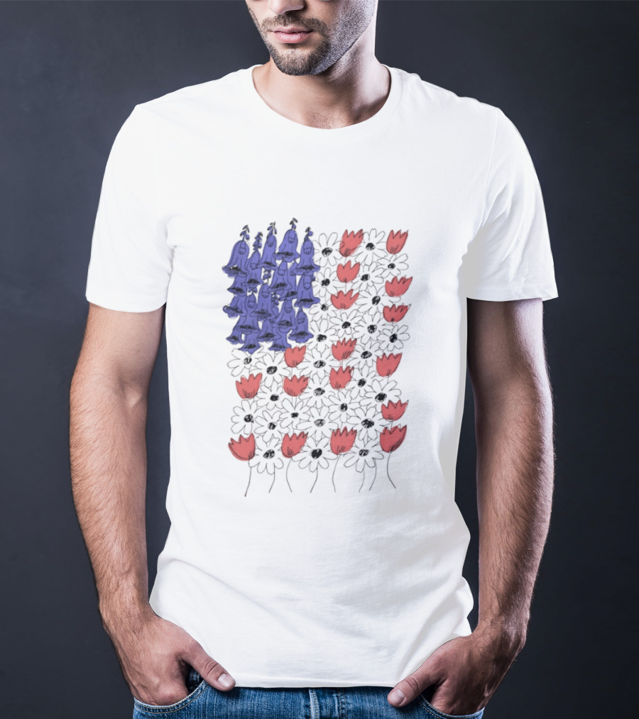 Fourth Of July Foxglove Daisy Tulip Subtle F Trump USA 250 Birthday T-Shirt