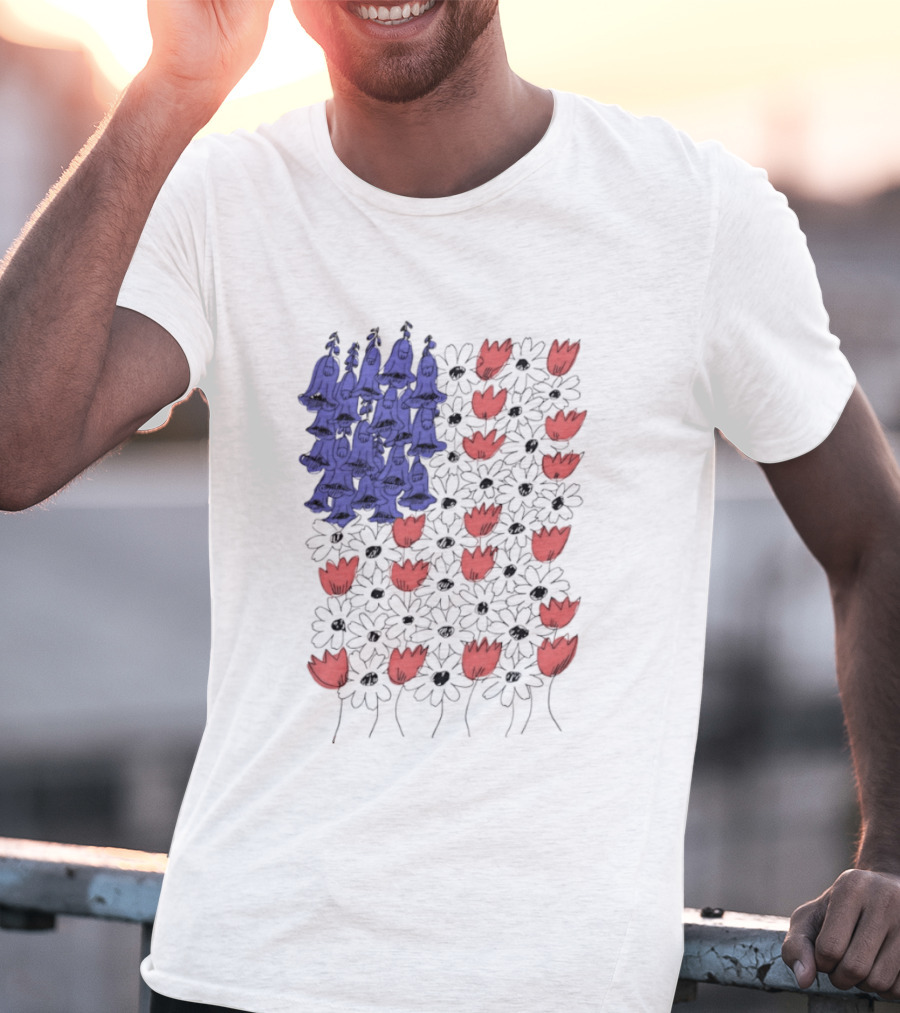 Fourth Of July Foxglove Daisy Tulip Subtle F Trump USA 250 Birthday T-Shirt
