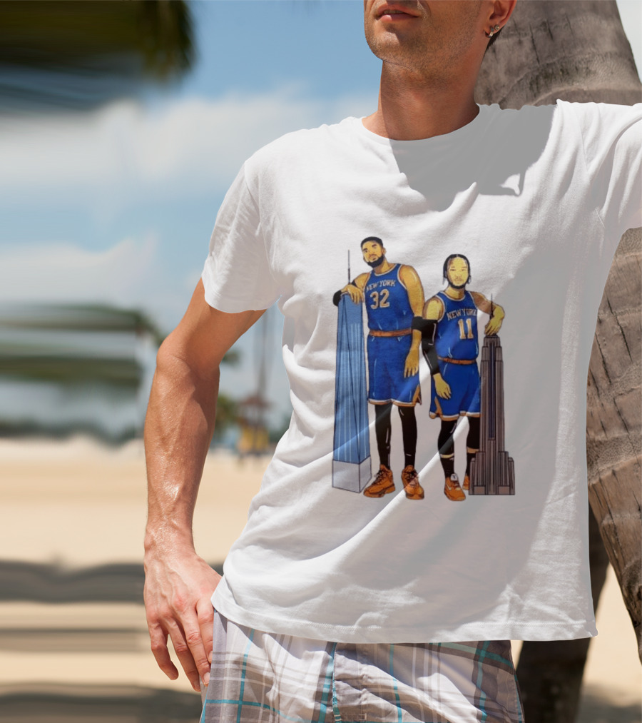 New York Knicks Jalen Brunson Karl Anthony Towns Skyline T-Shirt