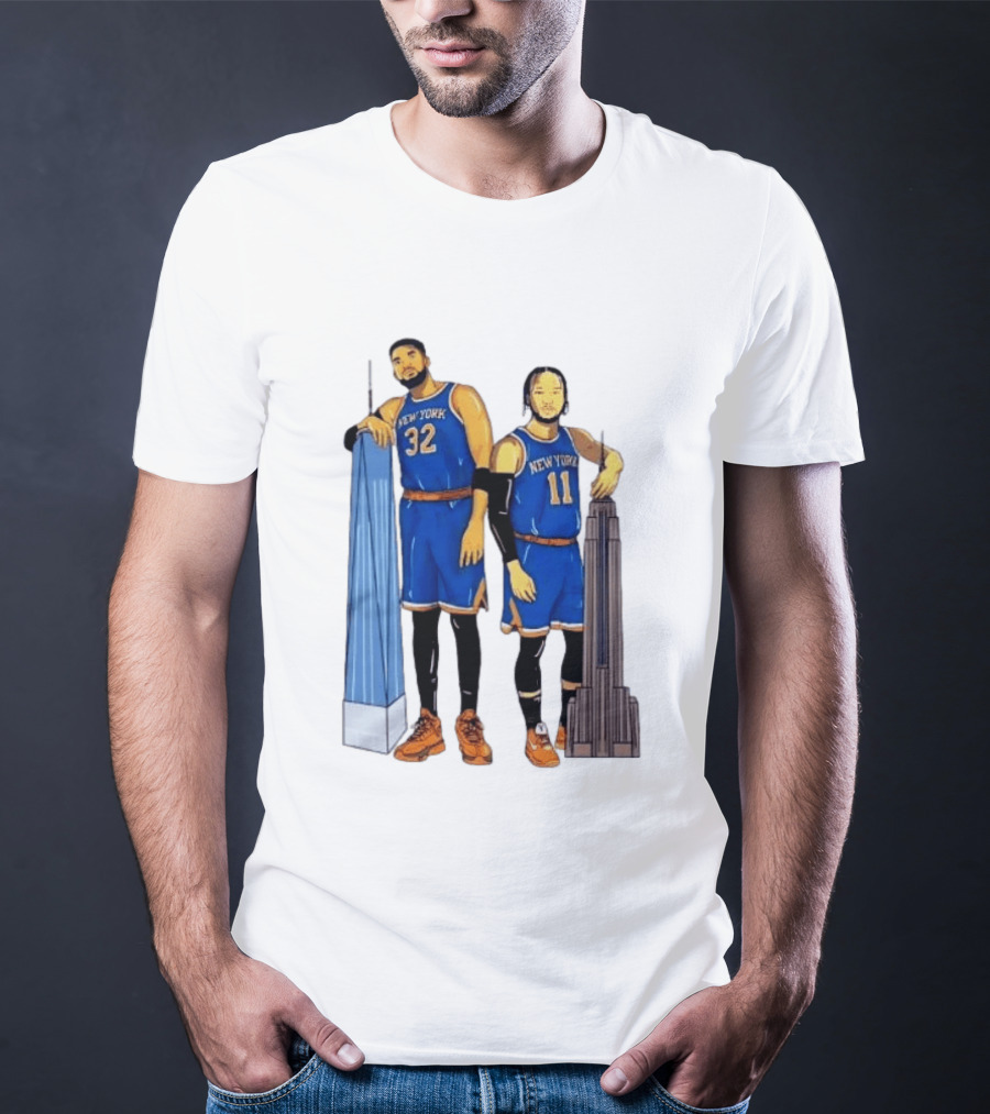 New York Knicks Jalen Brunson Karl Anthony Towns Skyline T-Shirt