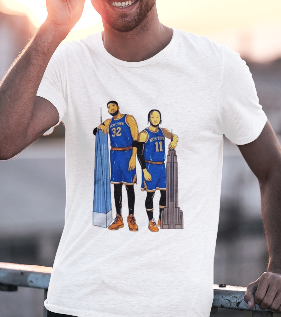 New York Knicks Jalen Brunson Karl Anthony Towns Skyline T-Shirt