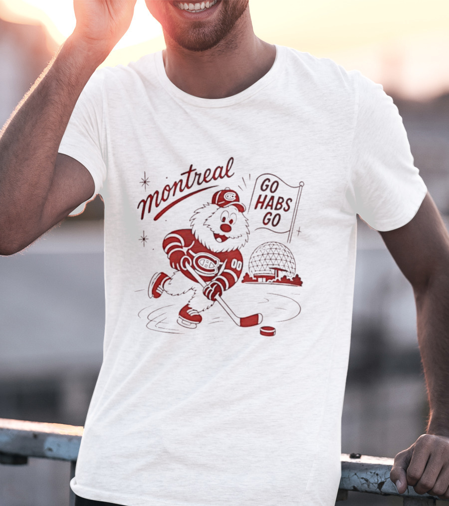 Montreal Canadiens Skating Mascot Go Habs Go Biosphere Montreal T-Shirt