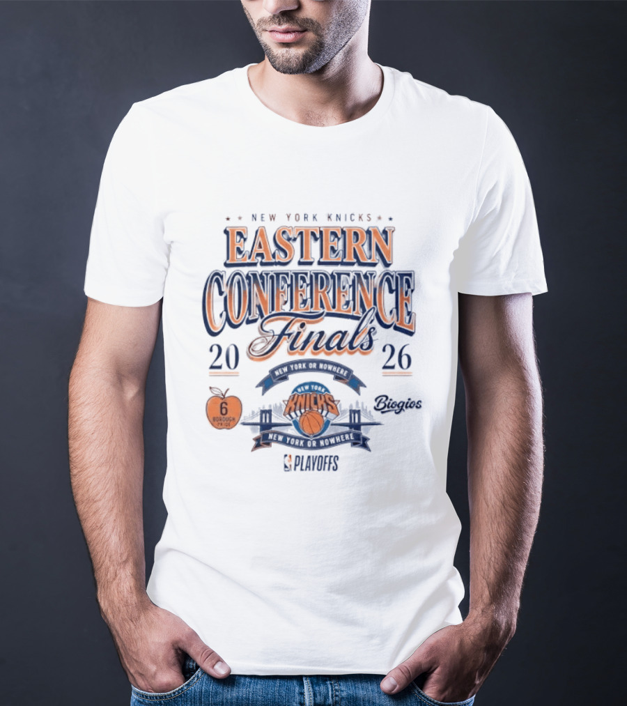 New York Knicks 2026 Eastern Conference Finals Champs Nowhere Borough 6 Playoffs Basketball Fan T-Shirt