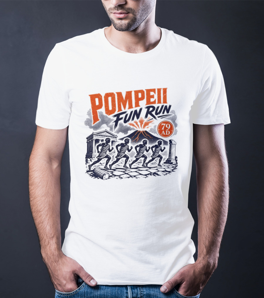 Pompeii Fun Run 79 AD Mount Vesuvius Roman Runners T-Shirt
