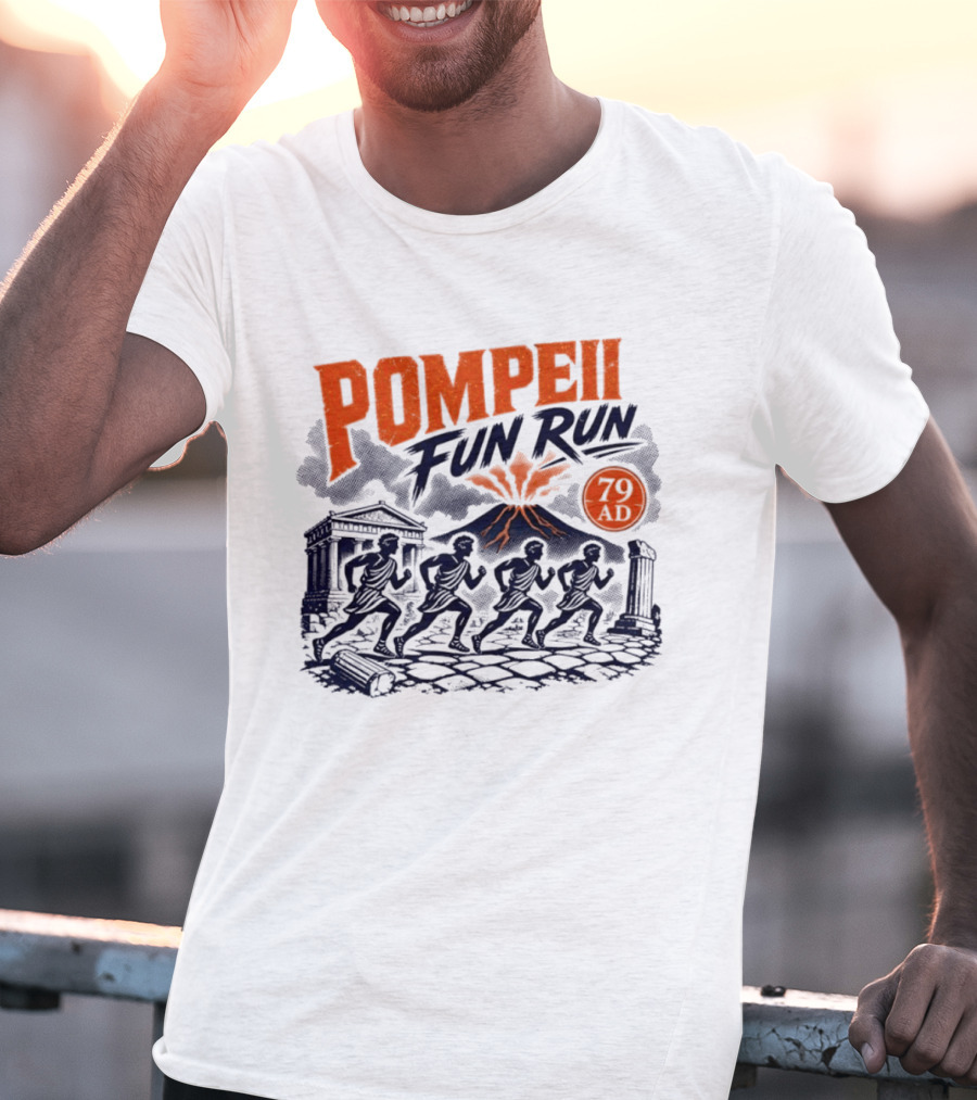Pompeii Fun Run 79 AD Mount Vesuvius Roman Runners T-Shirt