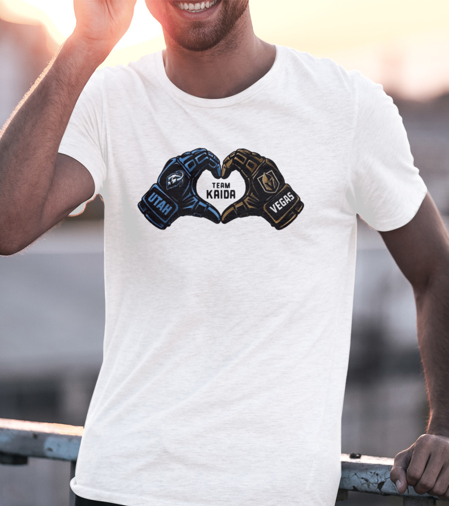 Utah Mammoth Vegas Golden Knights Team Kaida Heart Hands T-Shirt