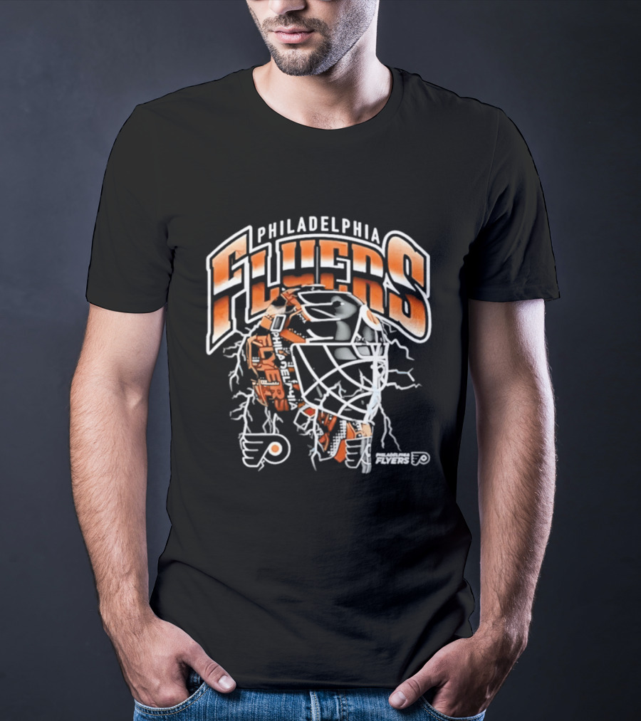 Philadelphia Flyers Crease Lightning Hockey Mask T-Shirt