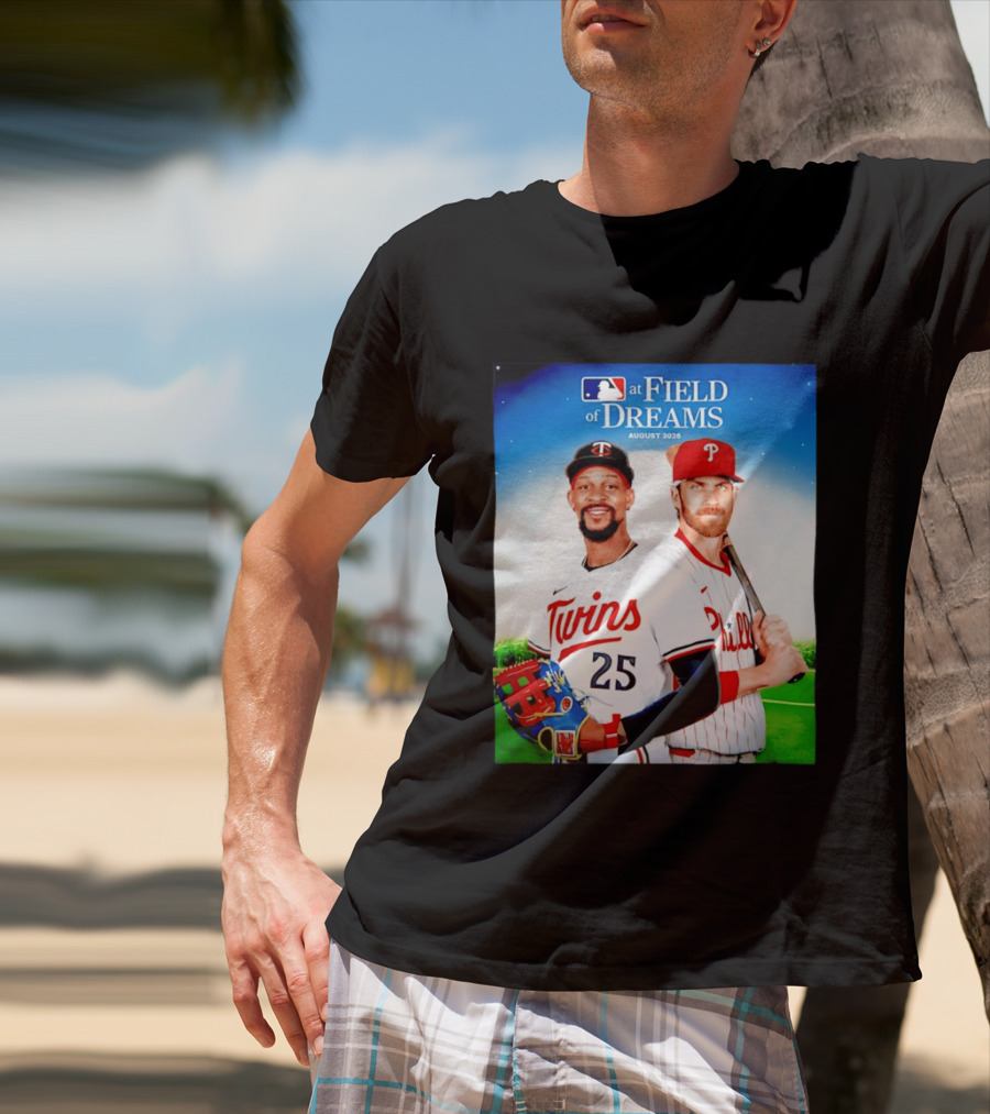 Twins Buxton Vs Phillies Harper MLB At Field Of Dreams August 2026 T-Shirt