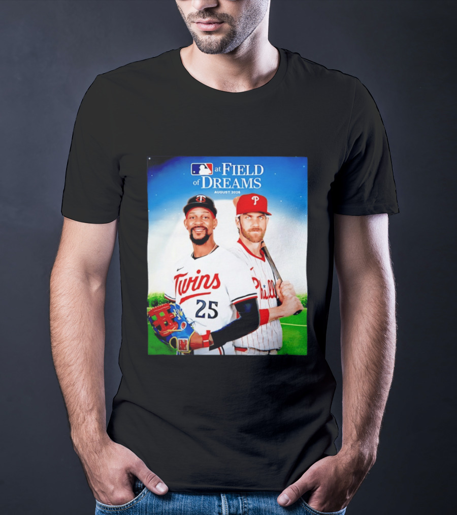 Twins Buxton Vs Phillies Harper MLB At Field Of Dreams August 2026 T-Shirt