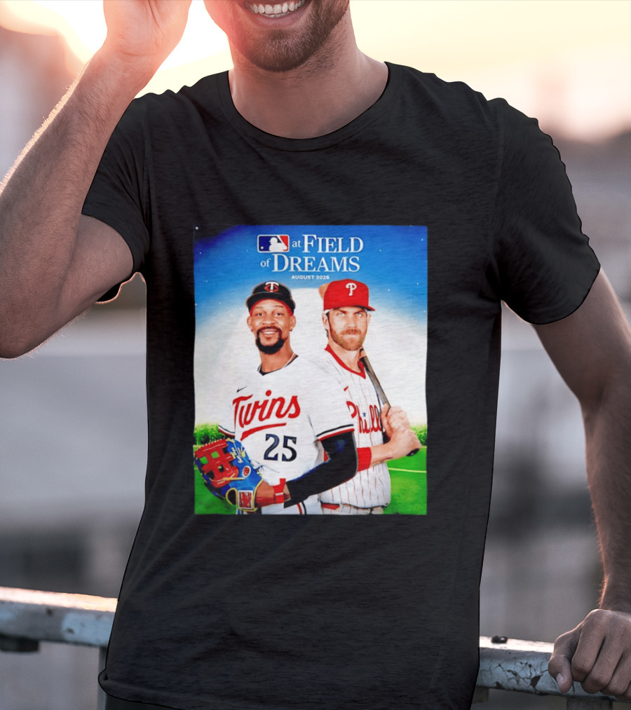 Twins Buxton Vs Phillies Harper MLB At Field Of Dreams August 2026 T-Shirt