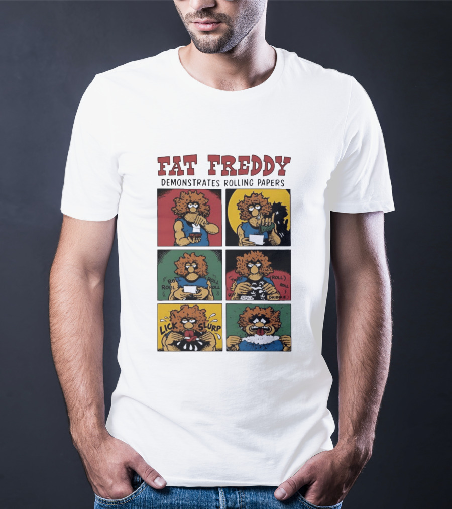 Fabulous Furry Freak Brothers Fat Freddy Rolling Papers Guide Comic Panels T-Shirt