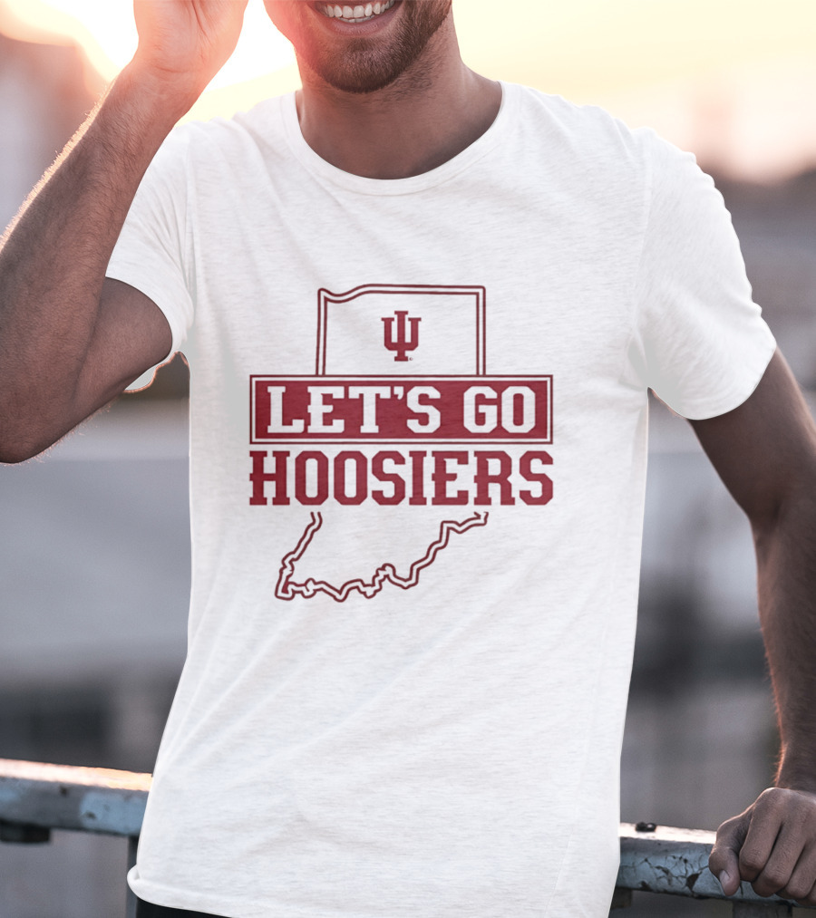 Indiana Let's Go Hoosiers IU State Map T-Shirt
