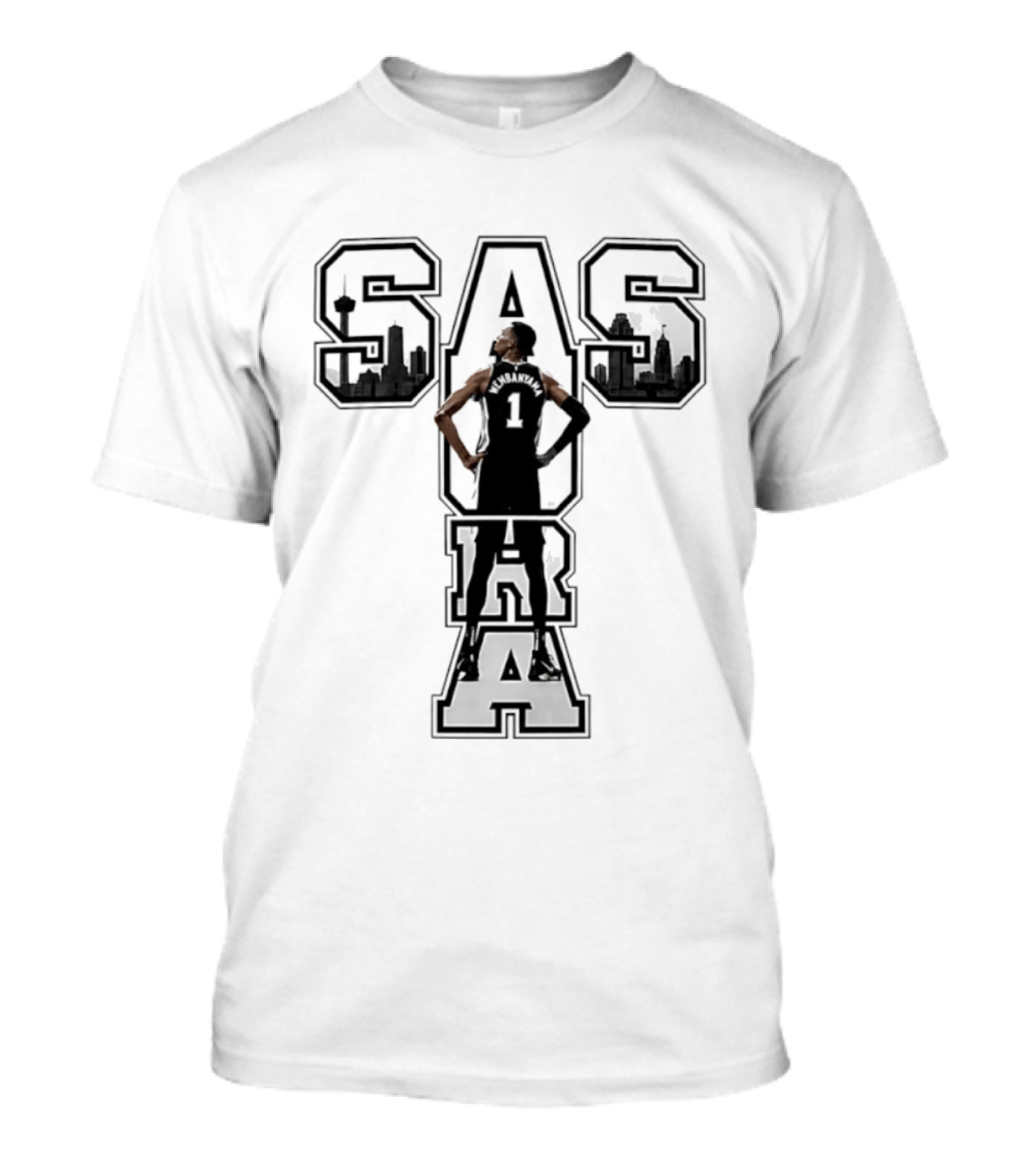 San Antonio SAS Aura Victor Wembanyama Basketball Skyline T-Shirt