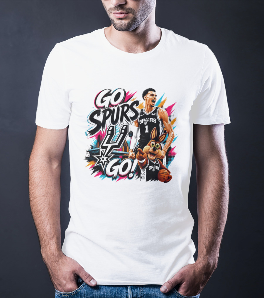 Go Spurs Go San Antonio Spurs Victor Wembanyama City Skyline T-Shirt