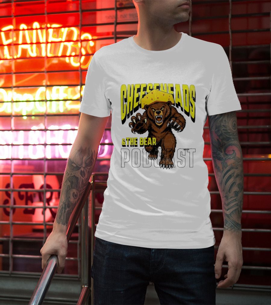 Cheeseheads And The Bear Podcast Bold Cheese Hat Grizzly T-Shirt