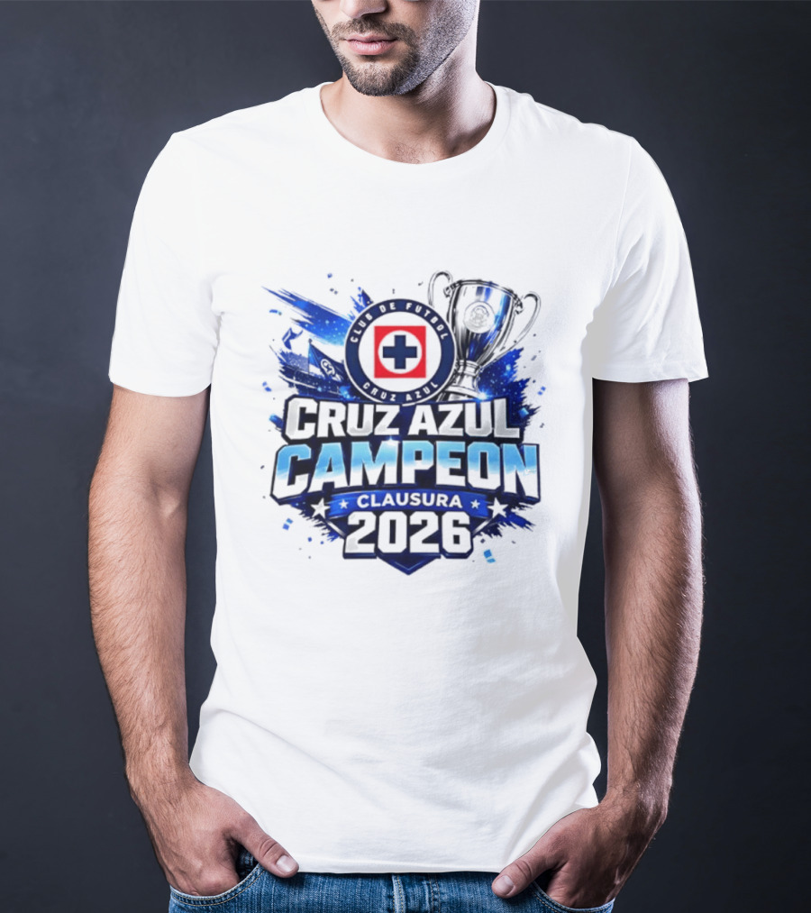 Cruz Azul Campeon Clausura 2026 Trophy Celebration T-Shirt