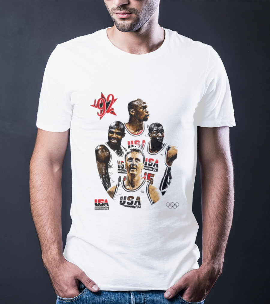 Jordan Charles Barkley Magic Johnson Larry Bird 1992 USA Basketball Dream Team T-Shirt