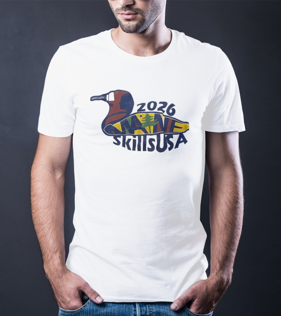 Maine 2026 SkillsUSA Loon Silhouette With State Flag T-Shirt
