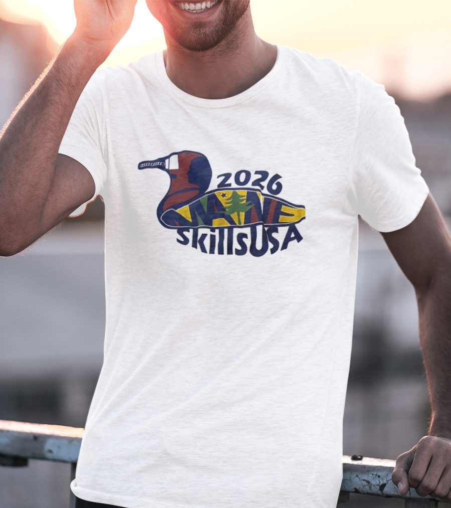 Maine 2026 SkillsUSA Loon Silhouette With State Flag T-Shirt