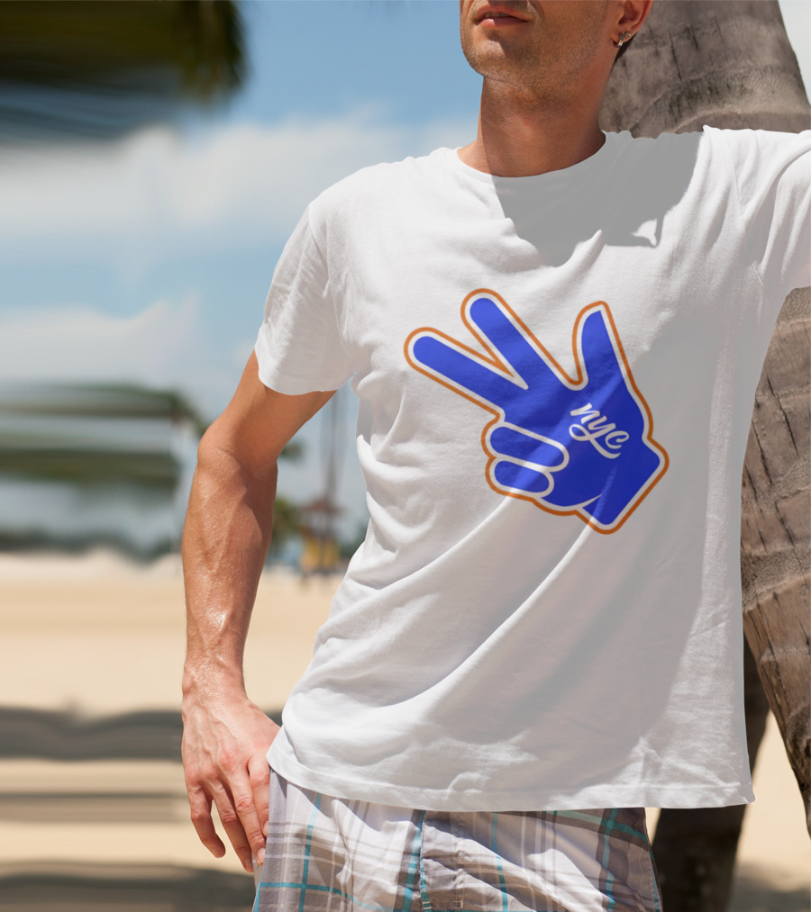 New York Knicks NYC Basketball Peace Sign Three Pointer T-Shirt