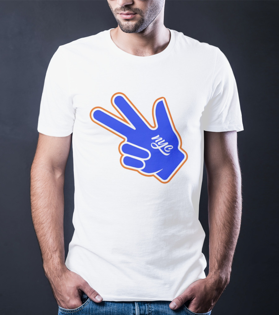 New York Knicks NYC Basketball Peace Sign Three Pointer T-Shirt