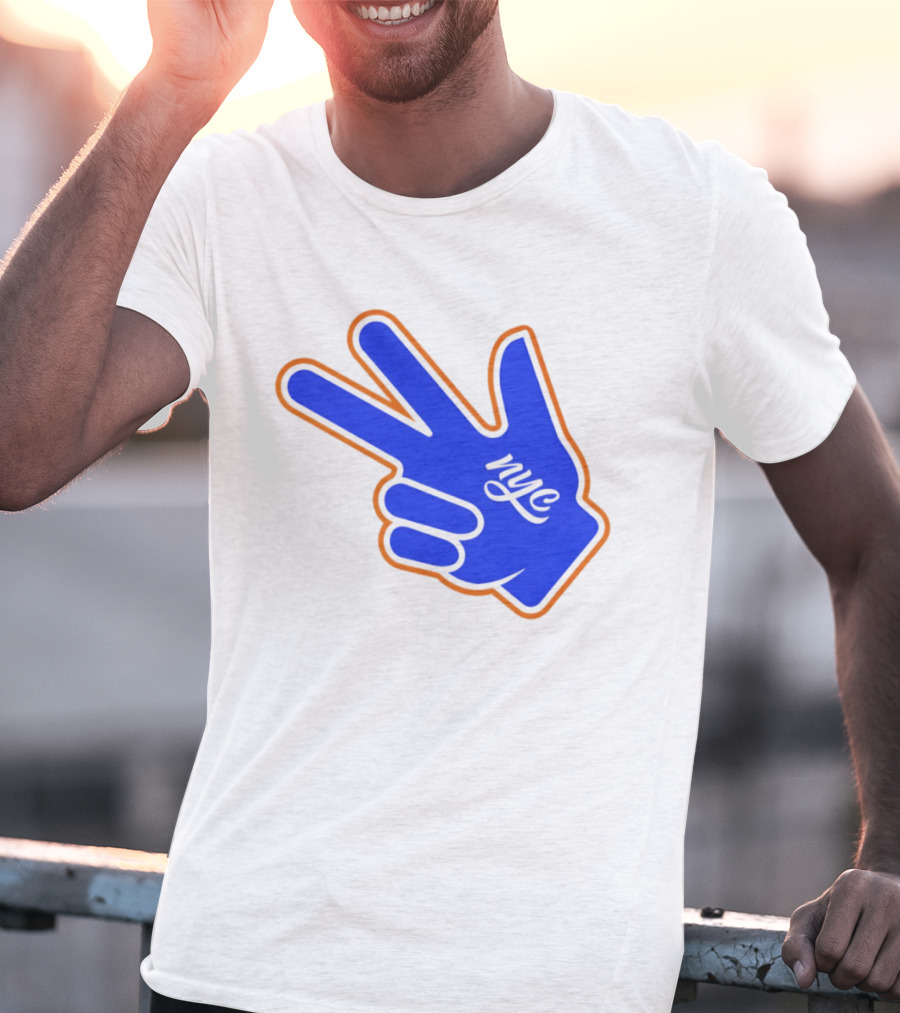 New York Knicks NYC Basketball Peace Sign Three Pointer T-Shirt