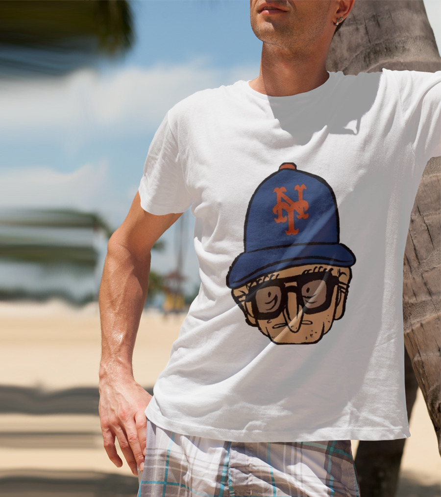 Old Jewish Men Big Head Caricature Mets Cap T-Shirt