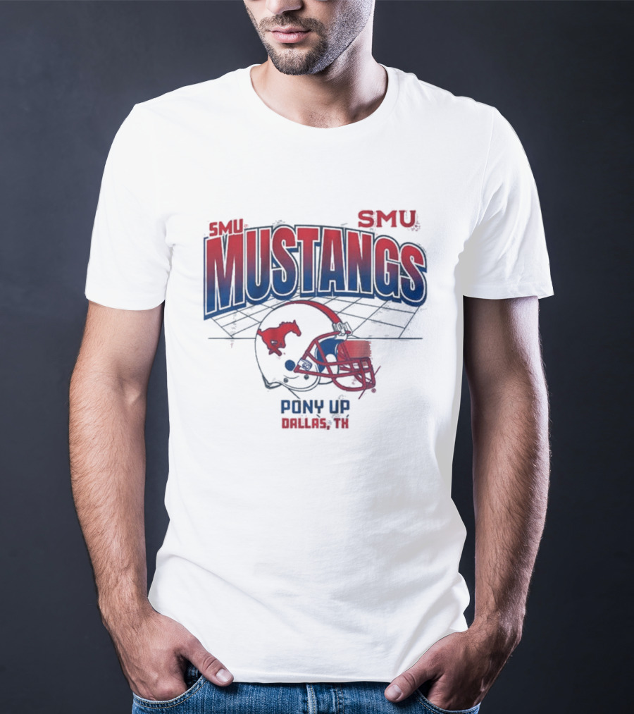 SMU Mustangs Pony Up Dallas Texas Football Helmet T-Shirt