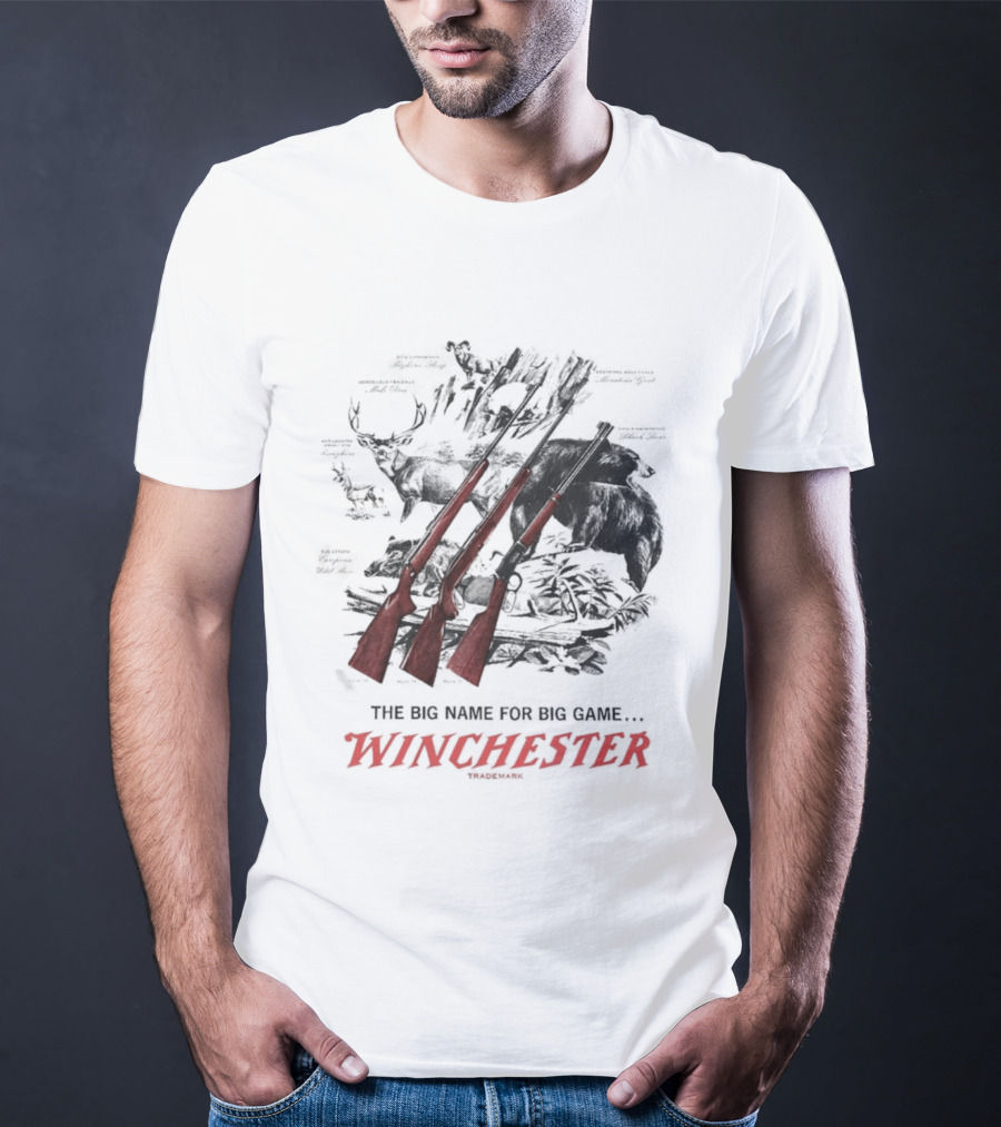 The Big Name For Big Game Winchester Heavyweight Three Rifles T-Shirt