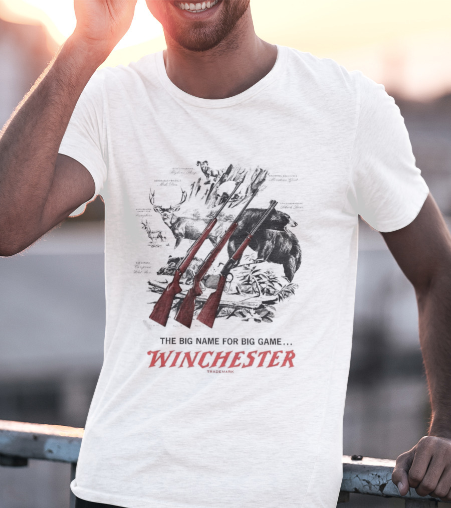 The Big Name For Big Game Winchester Heavyweight Three Rifles T-Shirt