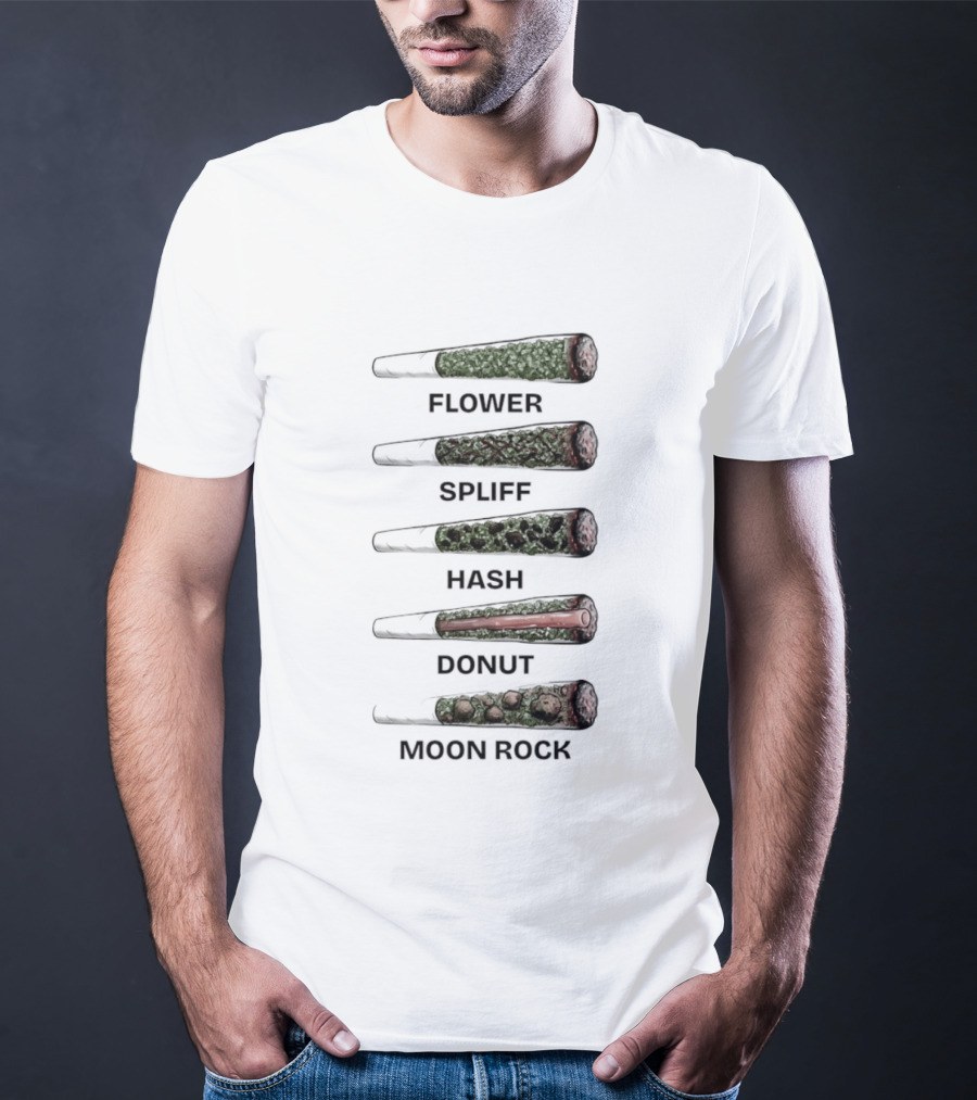 Weed Flower Spliff Hash Donut Moon Rock Smoking Styles T-Shirt
