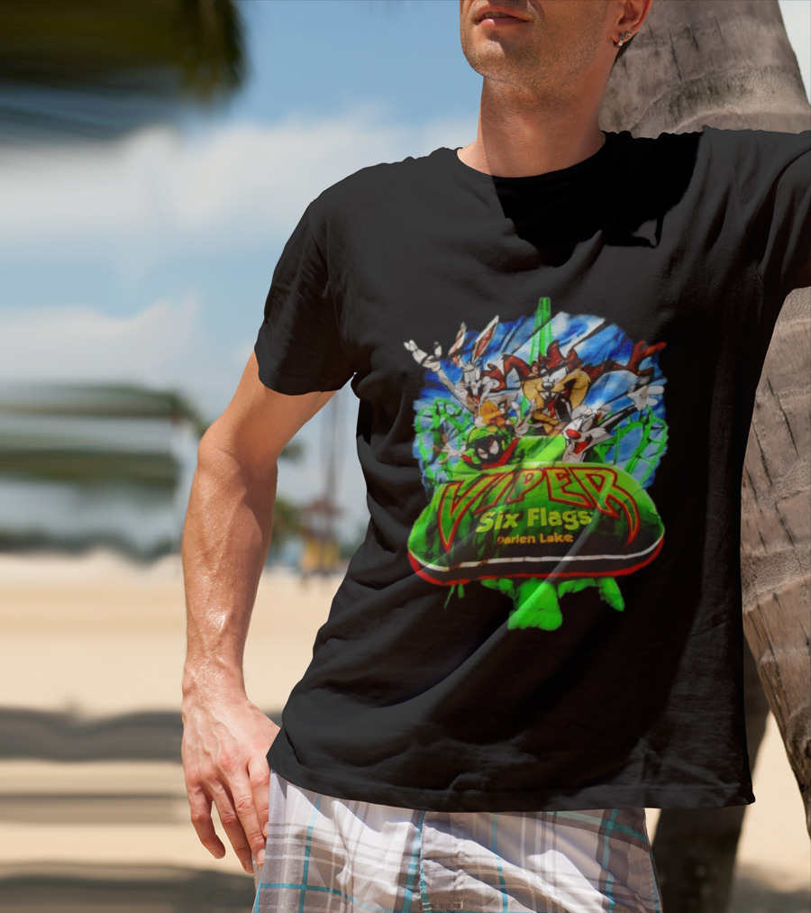 Viper Six Flags Darien Lake Looney Tunes Bugs Bunny Taz Sylvester T-Shirt