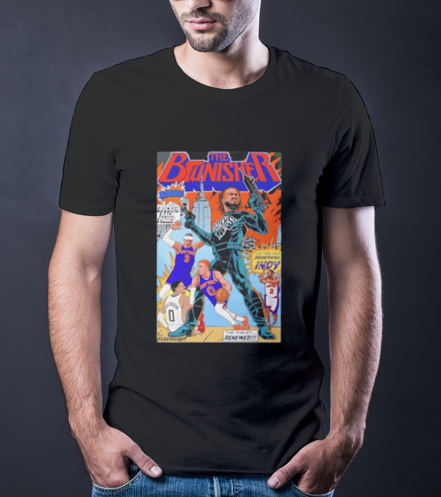 Knicks Comic Crossover The Brunisher Bocker Backpages Featuring Empire State Building T-Shirt