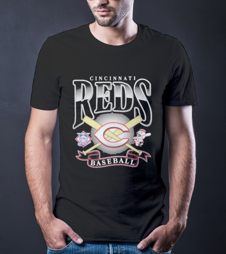 Cincinnati Reds Baseball Crossed Bats Mascot Chrometown Collection T-Shirt