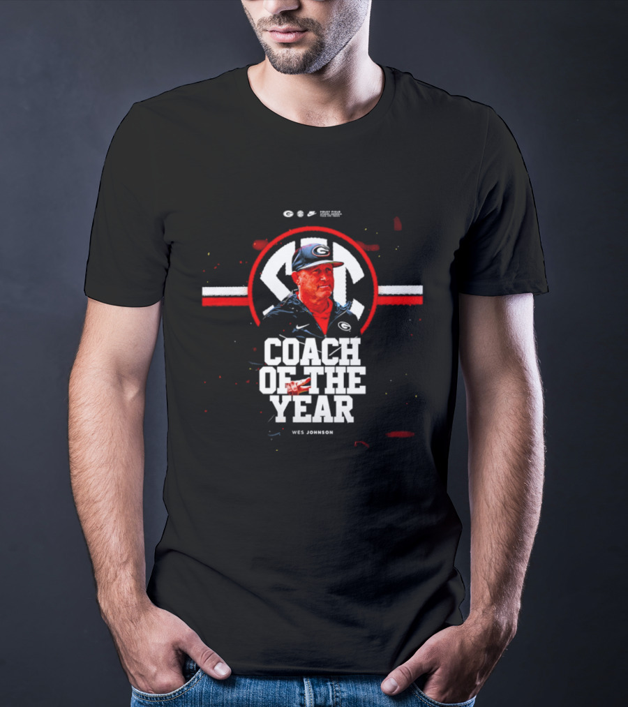 SEC Wes Johnson Coach Of The Year 2026 Georgia Bulldogs T-Shirt