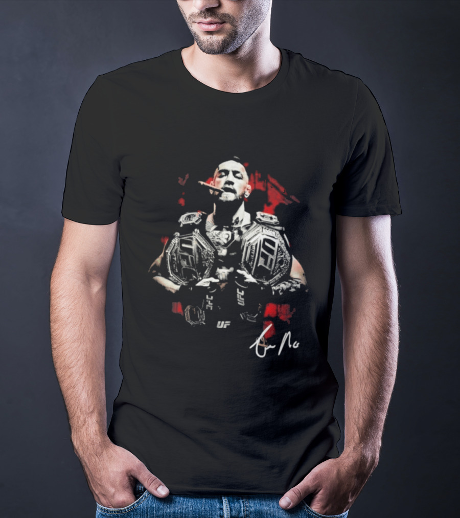 Conor McGregor Cigar UFC Champion Double Belt Signature T-Shirt
