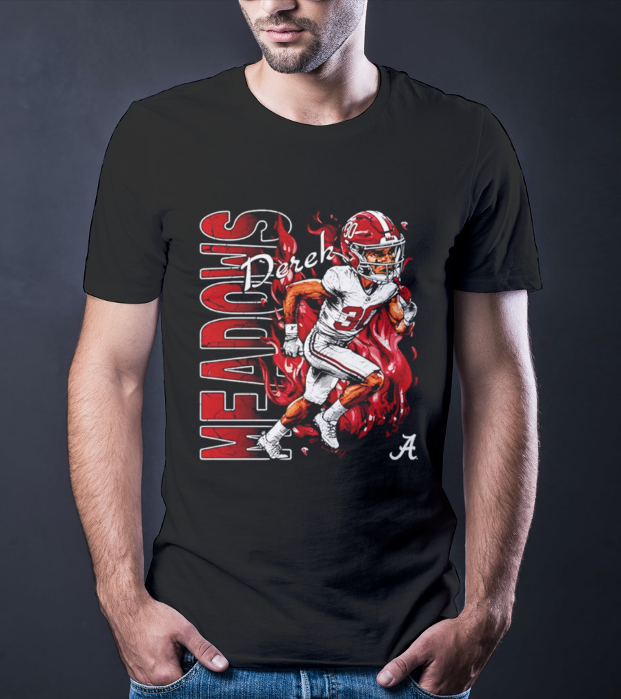 Derek Meadows Alabama Football NCAA Caricature Crimson Tide Player No. 30 T-Shirt