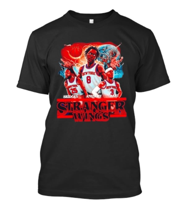 New York Knicks Bridges Anunoby Hart Stranger Wings Stranger Things Basketball T-Shirt