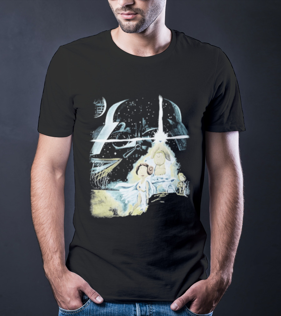 Star Wars Family Guy Princess Leia Lightsaber Spaceship Moon T-Shirt